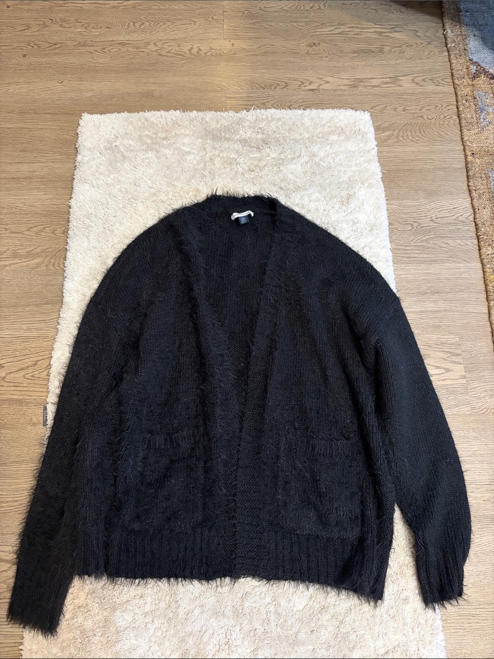 AE black fuzzy oversized cardigan. XXS